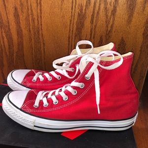 Chuck Taylor all star converse. Size 9 . Color red. Lightly worn, good condition